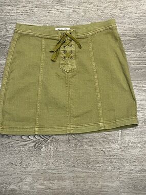 Others Follow Olive Green Lace-Up Mini Skirt Size L